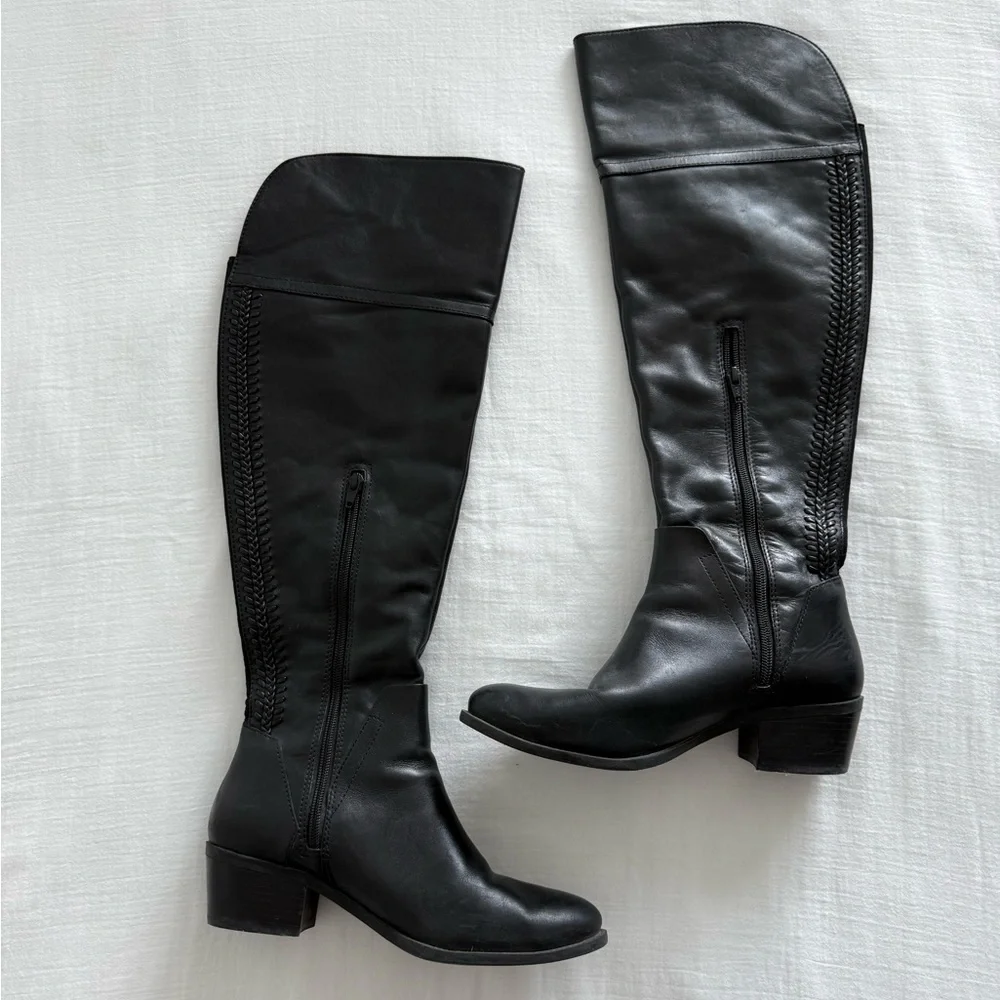 Vince Camuto Black Bendra Tall Leather Riding Boots